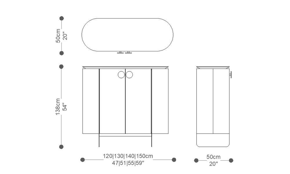 Image of the complete dimensions of the product
